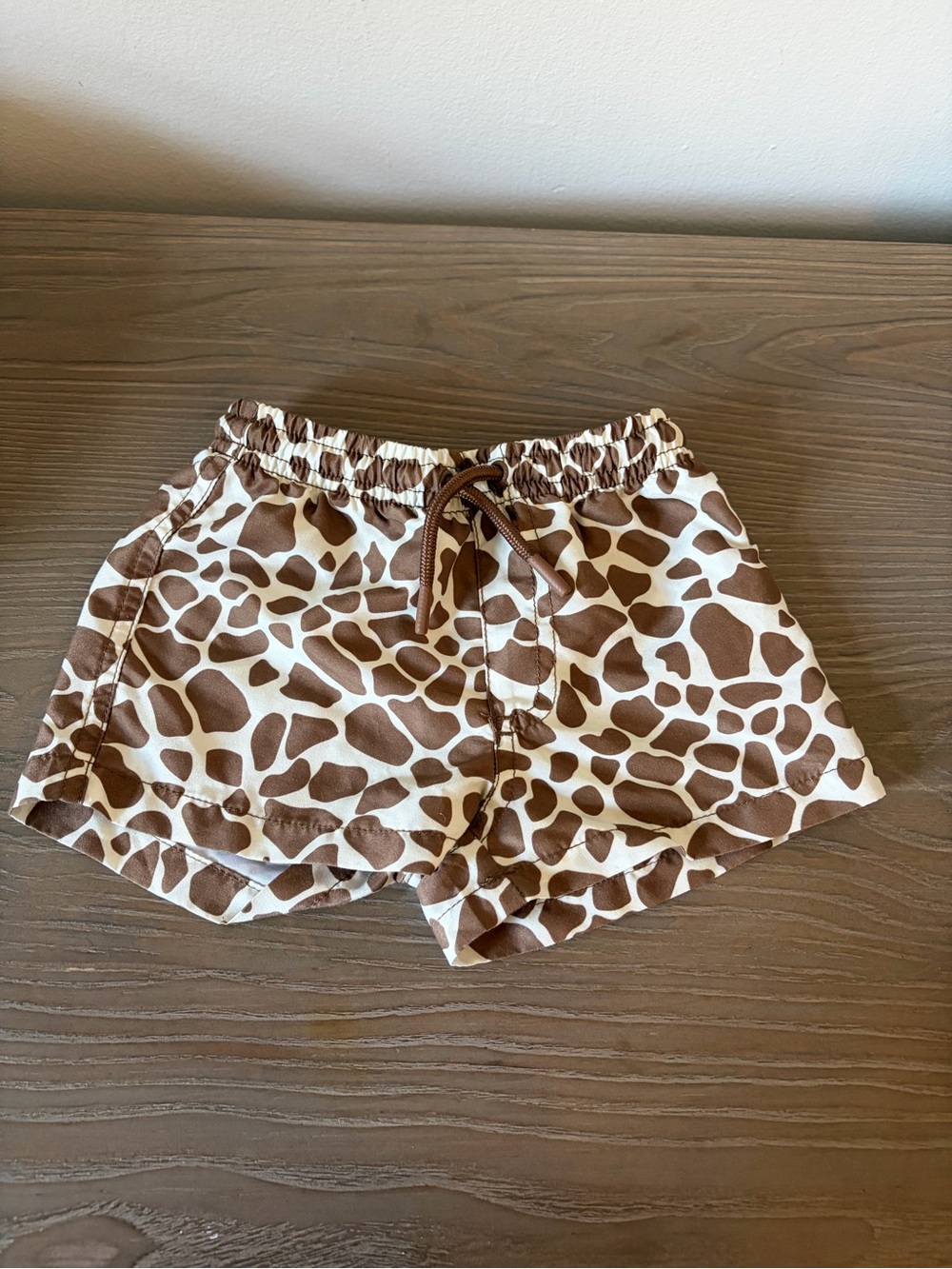 Zara Brown & Cream Giraffe-Print Drawstring Shorts